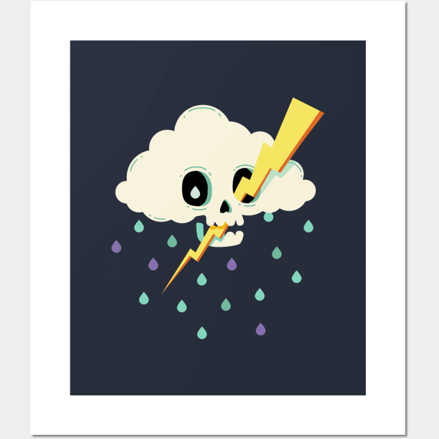 Skull Rain Cloud Wall Art by noeyedeer